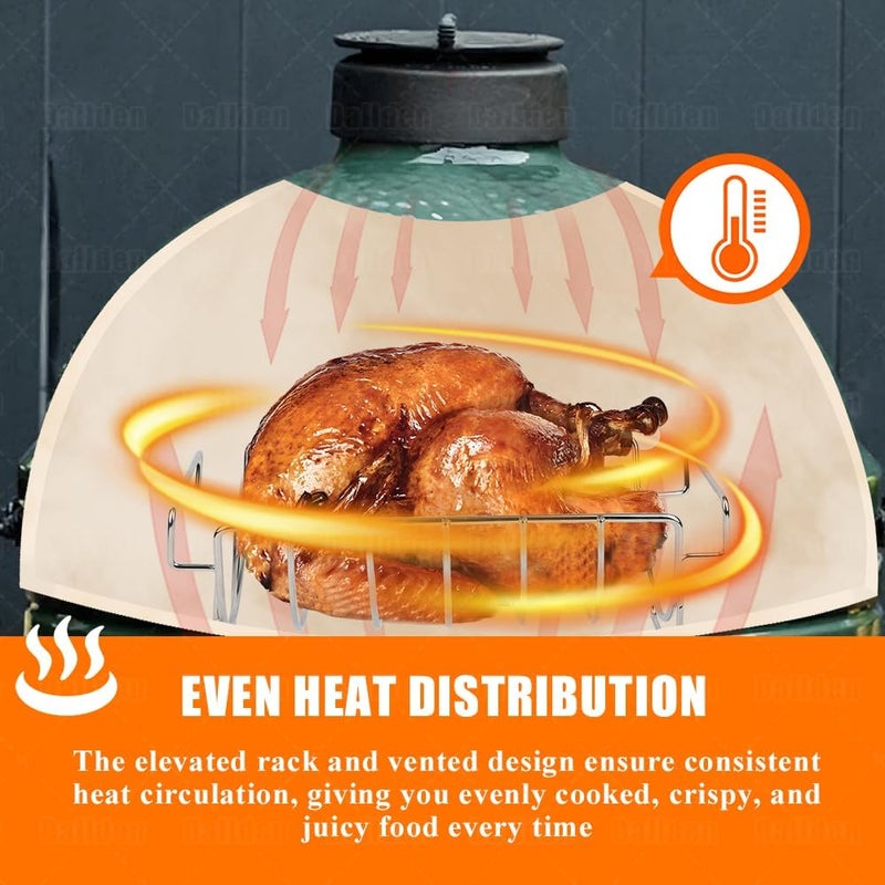 Dallden Turkey Roasting Rack Rib Rack for Smoker grill Stainless Steel Dual-Purpose , Accessory for Large Big Green Egg, Kamado Joe, Pit Boss & More - Holds 6 Ribs or Whole Turkey for Smoking and Roasting - Image 5